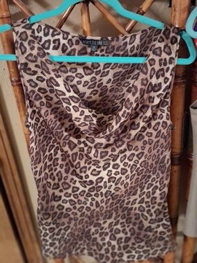Lafayette 148 New York Leopard Print Cowl Neck Camisole - Brown